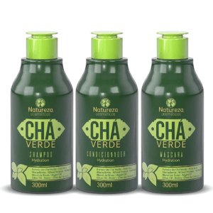 home care chá verde 300ml (shampoo + máscara + acondicionador) – natureza cosméticos